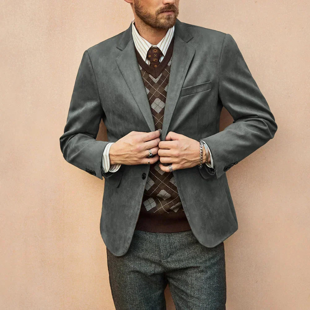 Blazer Masculino Bonzzano BZ029 em camurça premium com modelagem ajustada.