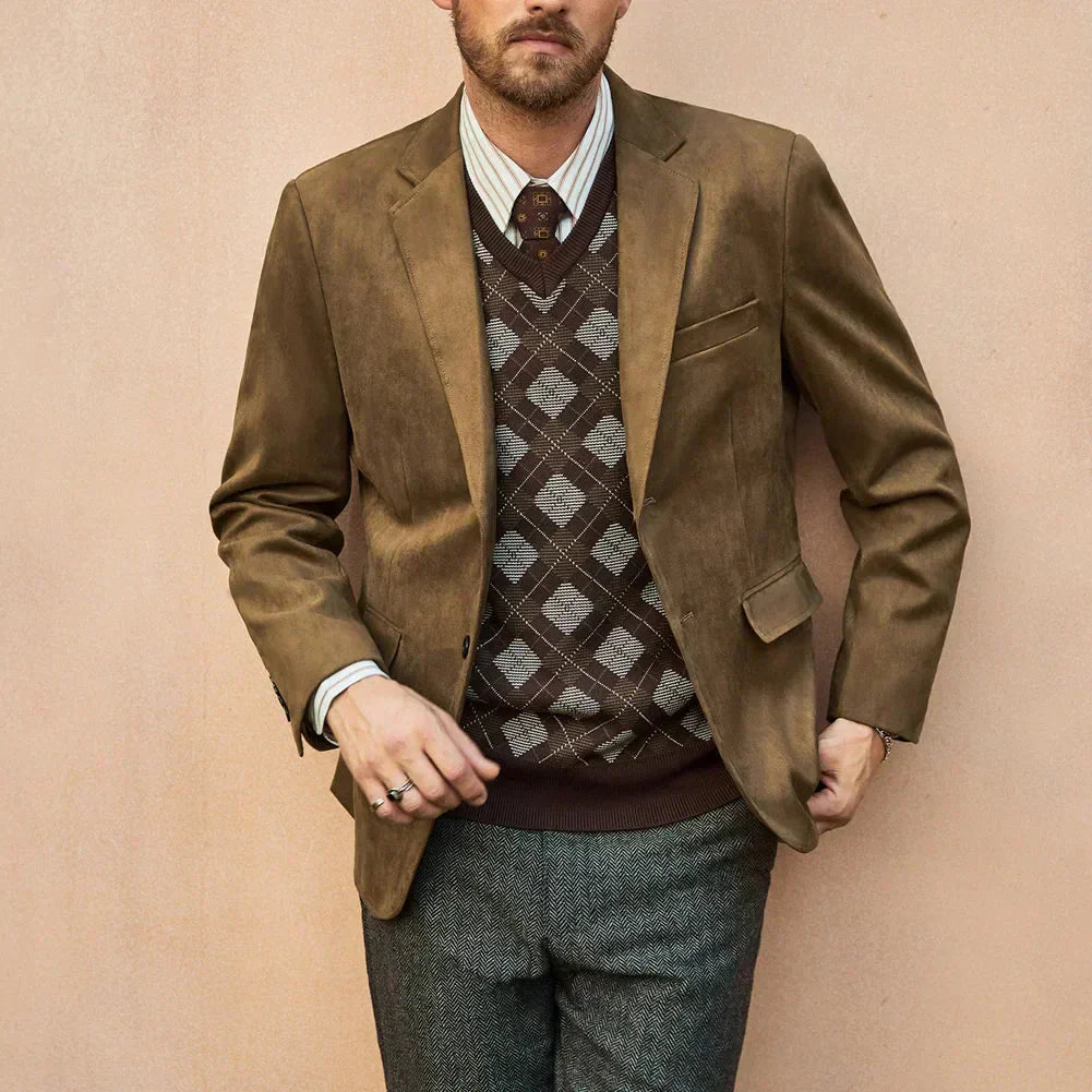 Blazer Masculino Bonzzano BZ029 em camurça premium com modelagem ajustada.