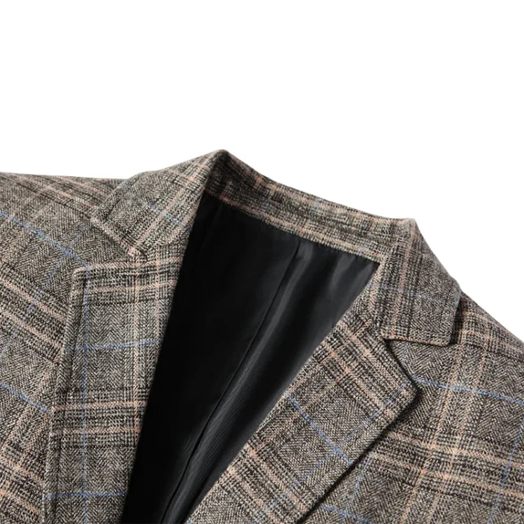 Blazer Masculino em Lã Quadriculado Bonzzano BZ031 com corte slim fit.