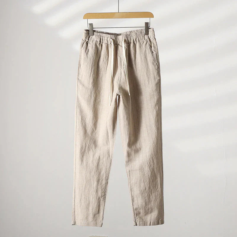 Calça de Linho Listrada Masculina Bonzzano BZ008 em fundo branco