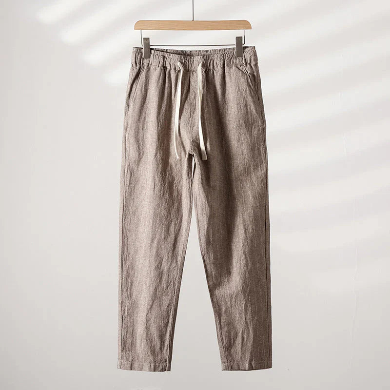 Calça de Linho Listrada Masculina Bonzzano BZ008 em fundo branco