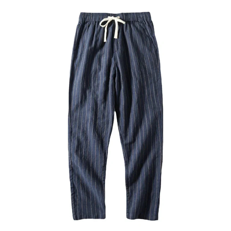 Calça de Linho Listrada Masculina Bonzzano BZ008 em fundo branco