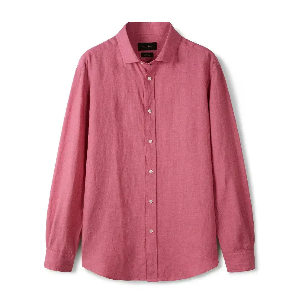 Camisa de Linho Lisa Masculina Bonzzano BZ347 em fundo branco