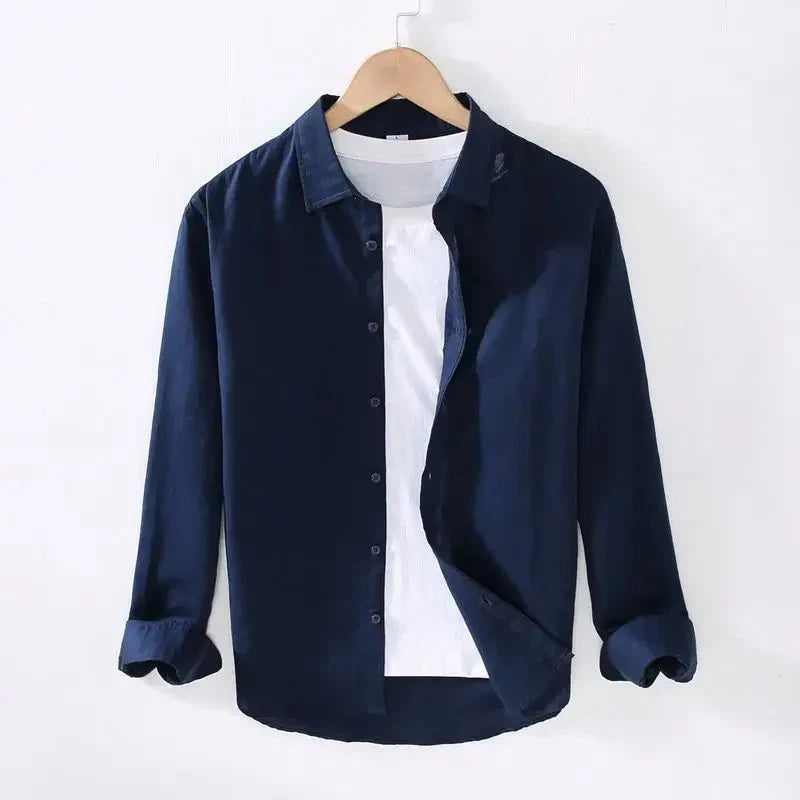Camisa de Linho Masculina Bonzzano BZ005 em linho premium, elegante e confortável.