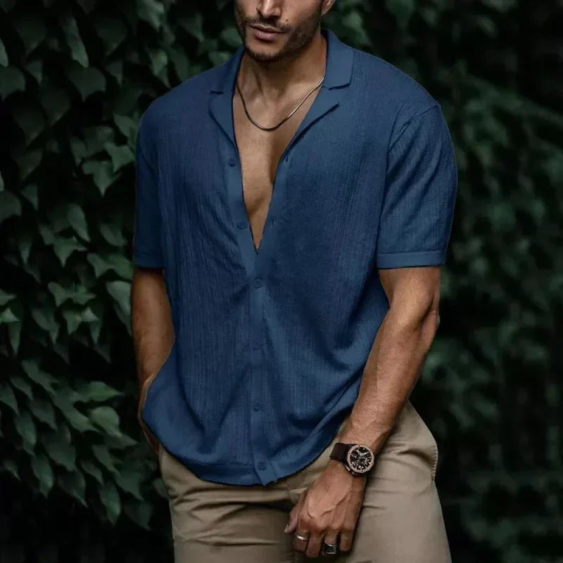 Camisa Masculina Bonzzano BZ083 em algodão e poliéster, estilo moderno.
