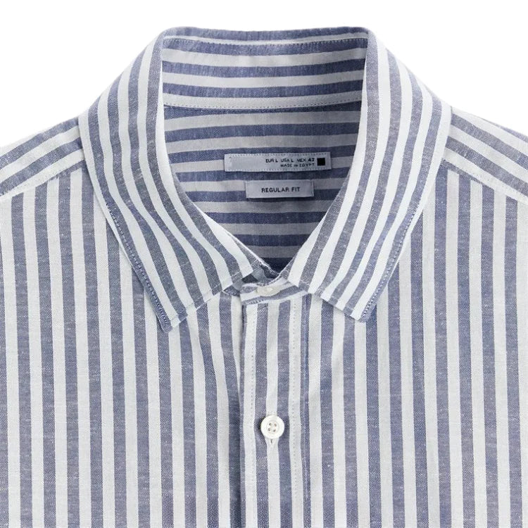 Camisa masculina listrada em linho Bonzzano BZ358 com design elegante.