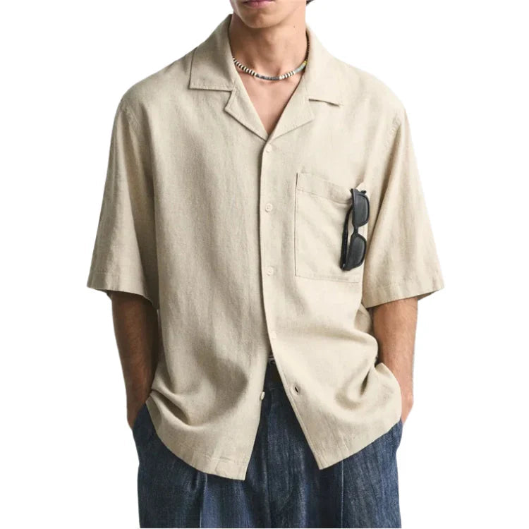 Camisa Masculina em Linho Relaxed Fit Bonzzano BZ360, ideal para climas quentes.