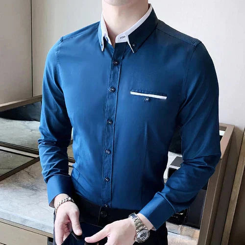 Camisa Social Masculina Bonzzano BZ152 em corte slim fit e tecido de alta qualidade