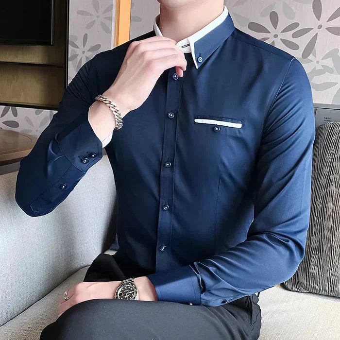 Camisa Social Masculina Bonzzano BZ152 em corte slim fit e tecido de alta qualidade