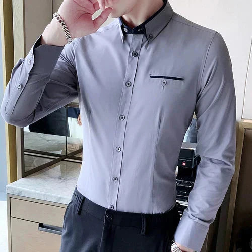 Camisa Social Masculina Bonzzano BZ152 em corte slim fit e tecido de alta qualidade