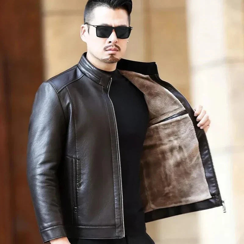Jaqueta De Couro Masculina Bonzzano BZ114 em couro de alta qualidade.
