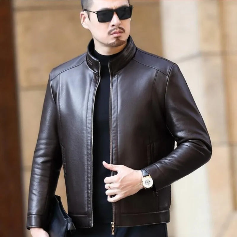 Jaqueta De Couro Masculina Bonzzano BZ114 em couro de alta qualidade.