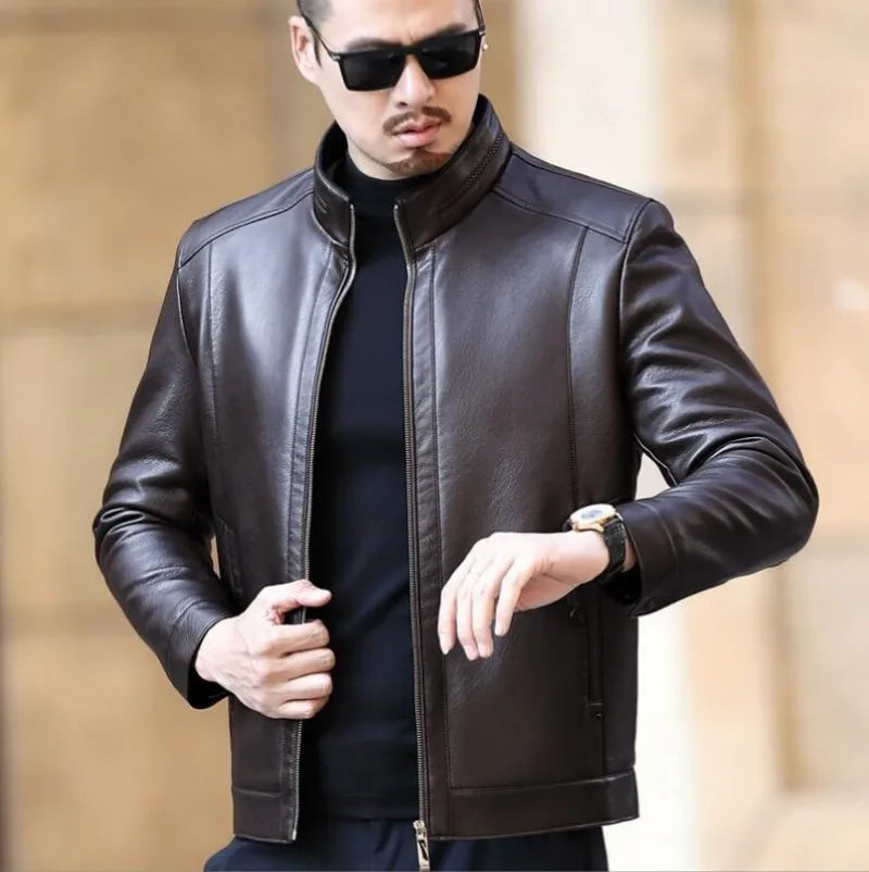 Jaqueta De Couro Masculina Bonzzano BZ114 em couro de alta qualidade.