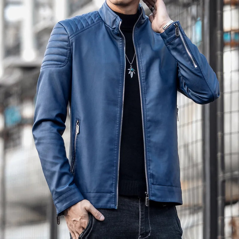 Jaqueta de Couro Motociclista Masculina Bonzzano BZ167 em couro resistente.