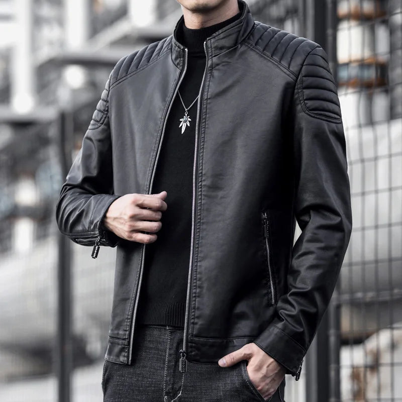 Jaqueta de Couro Motociclista Masculina Bonzzano BZ167 em couro resistente.