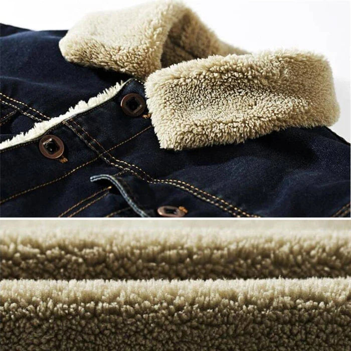 Jaqueta Jeans Masculina Bonzzano BZ137 com forro de lã e colarinho sofisticado.
