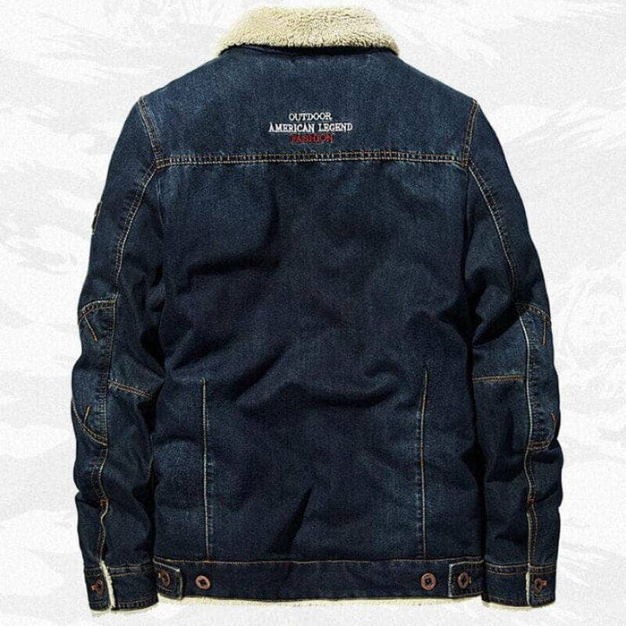 Jaqueta Jeans Masculina Bonzzano BZ137 com forro de lã e colarinho sofisticado.