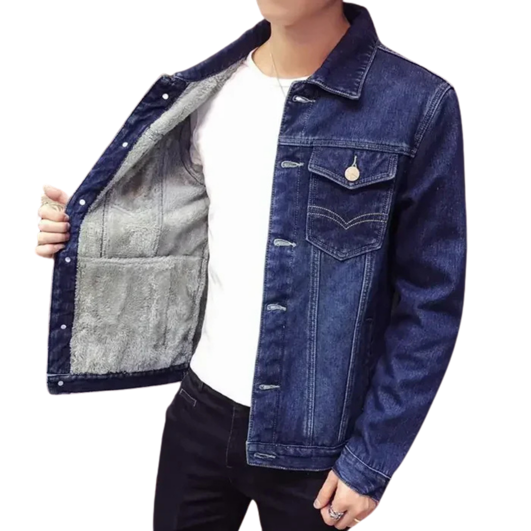 Jaqueta Jeans Masculina Bonzzano BZ133 com design moderno e conforto térmico.