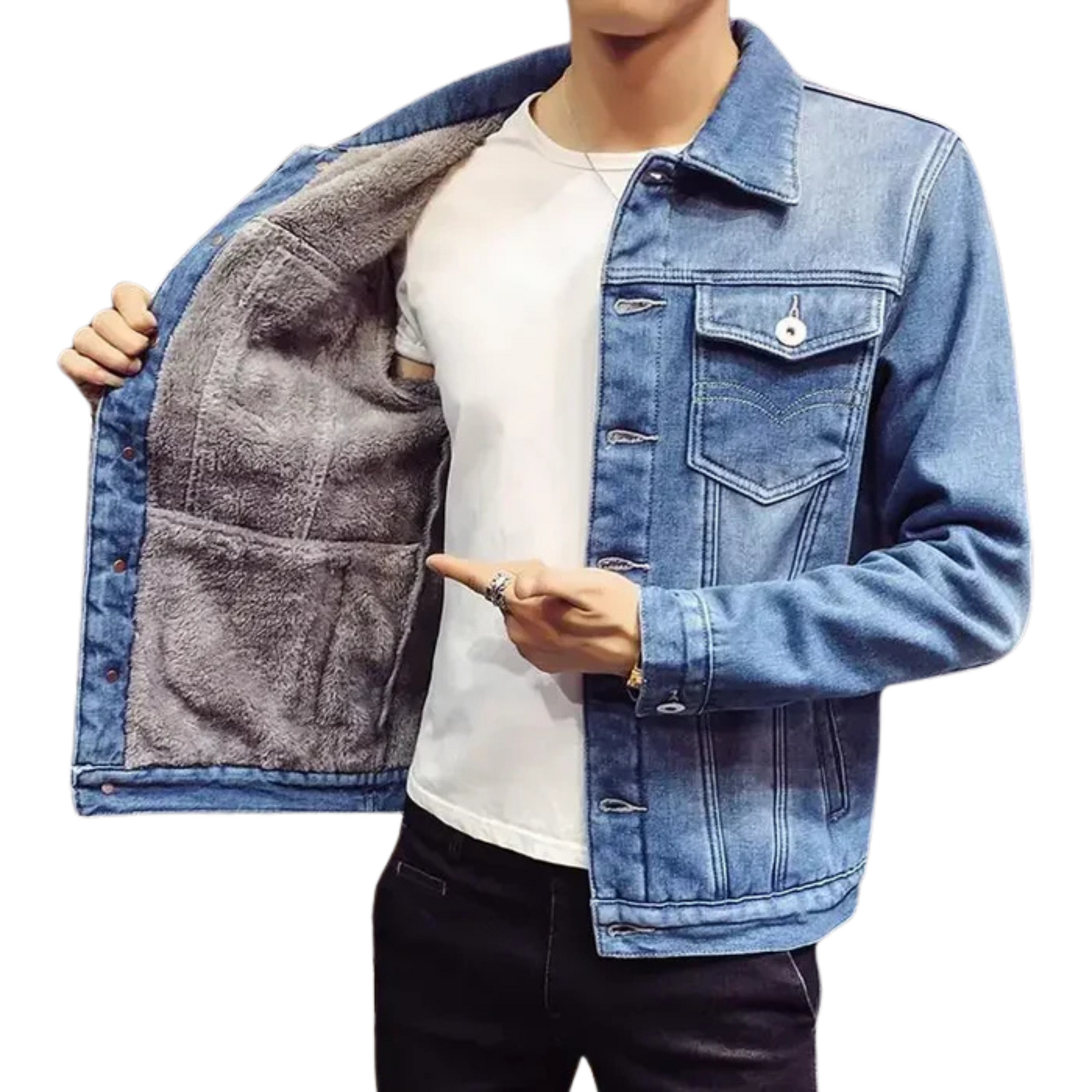 Jaqueta Jeans Masculina Bonzzano BZ133 com design moderno e conforto térmico.