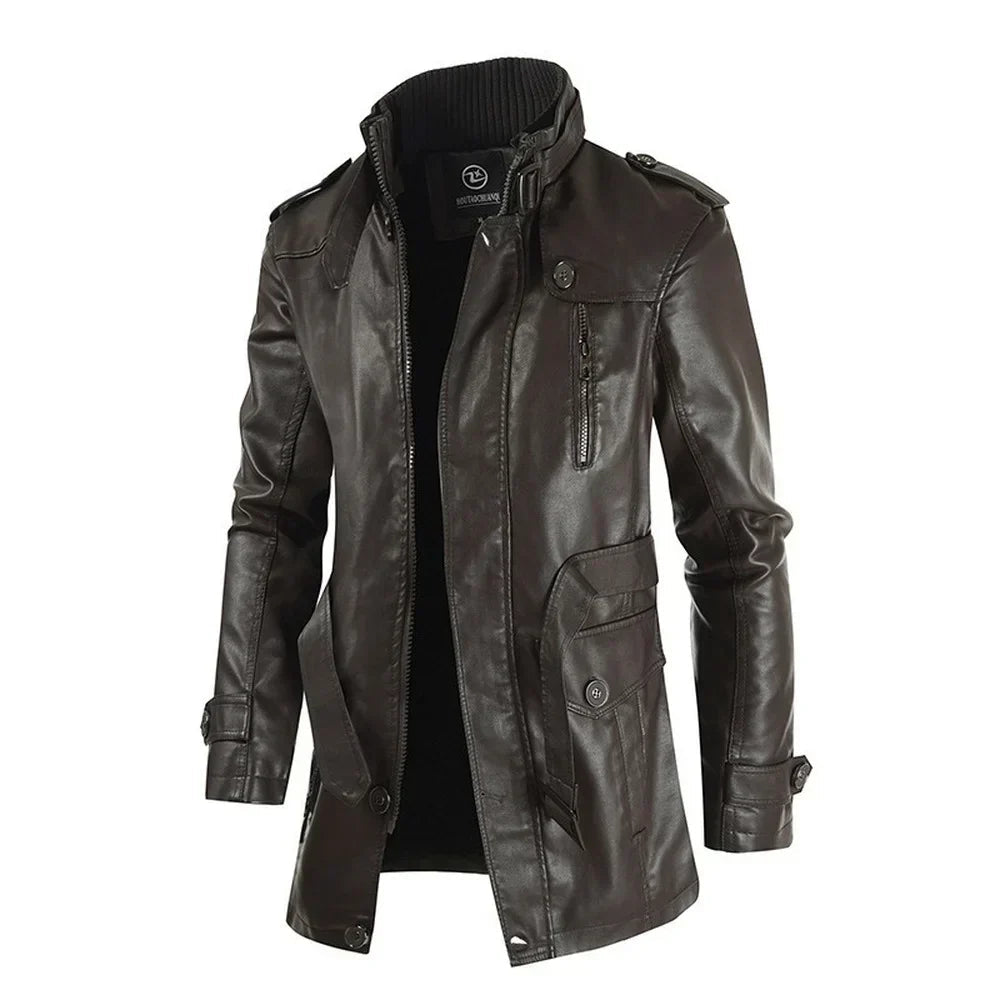 Jaqueta Masculina Bonzzano BZ165 em couro genuíno e poliéster premium.