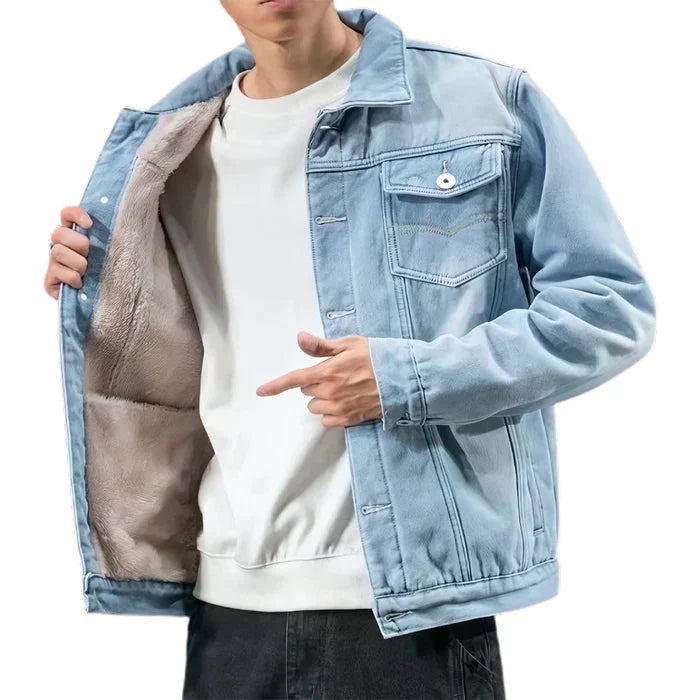 Jaqueta Masculina Jeans Acolchoado Bonzzano BZ094 com estilo clássico e conforto térmico.