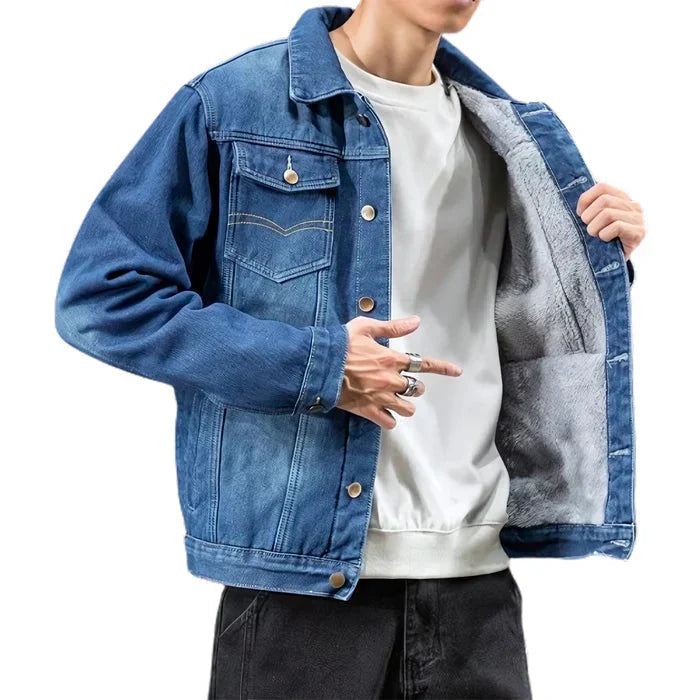 Jaqueta Masculina Jeans Acolchoado Bonzzano BZ094 com estilo clássico e conforto térmico.