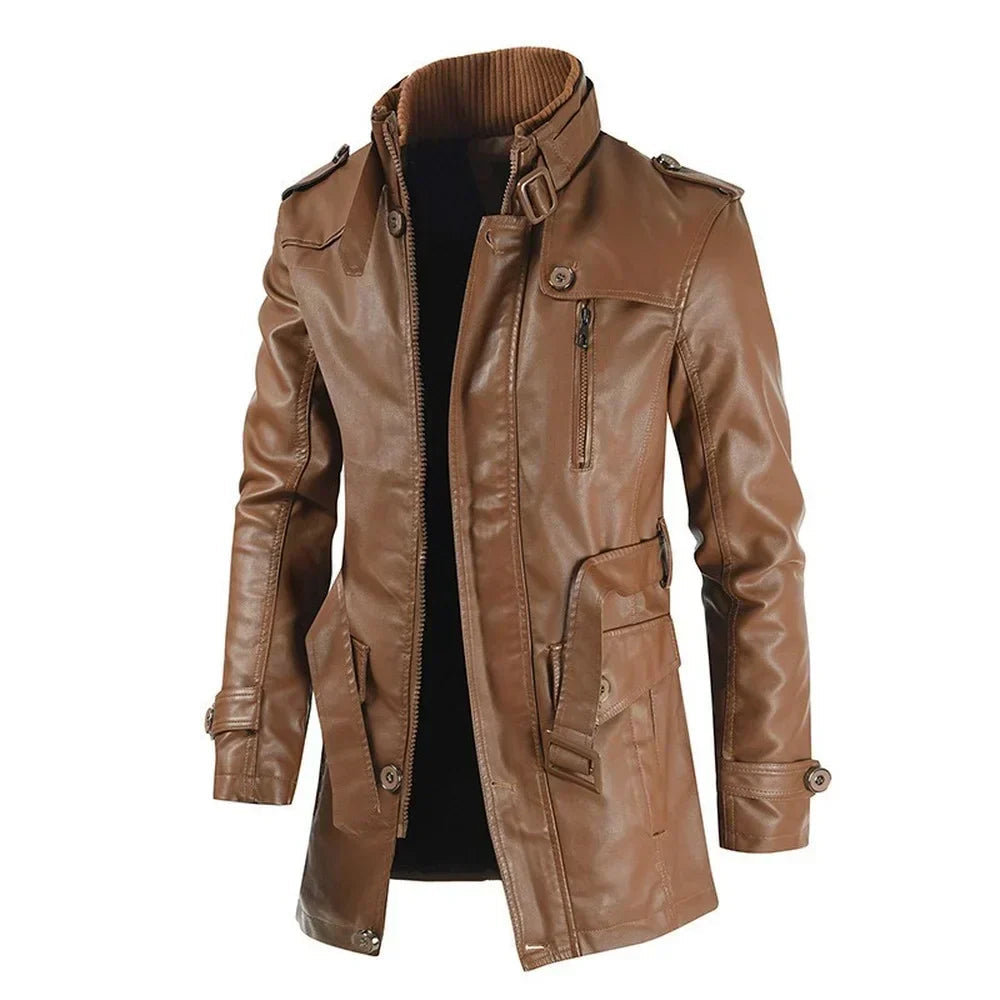 Jaqueta Masculina Bonzzano BZ165 em couro genuíno e poliéster premium.