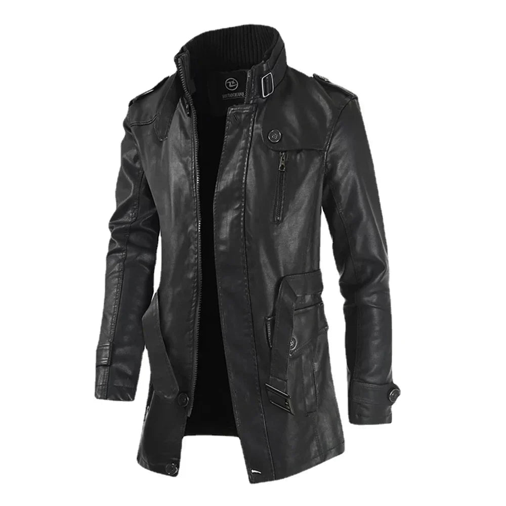 Jaqueta Masculina Bonzzano BZ165 em couro genuíno e poliéster premium.