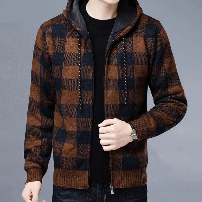 Jaqueta Masculina Xadrez Bonzzano BZ144 com estampa clássica e modelagem ajustada.