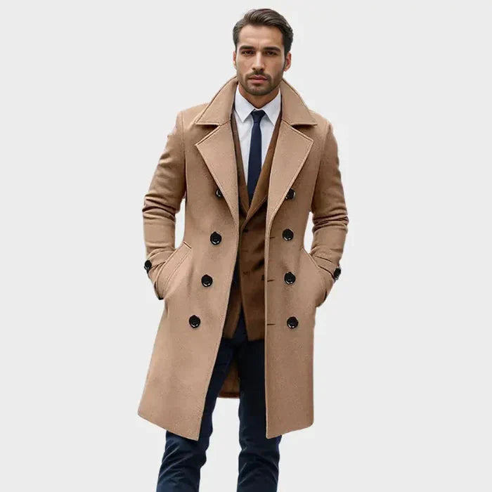 Sobretudo Masculino Longo Bonzzano BZ240 em lã e algodão com design elegante.