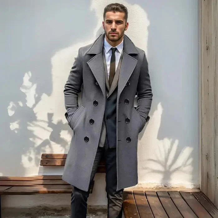 Sobretudo Masculino Longo Bonzzano BZ240 em lã e algodão com design elegante.