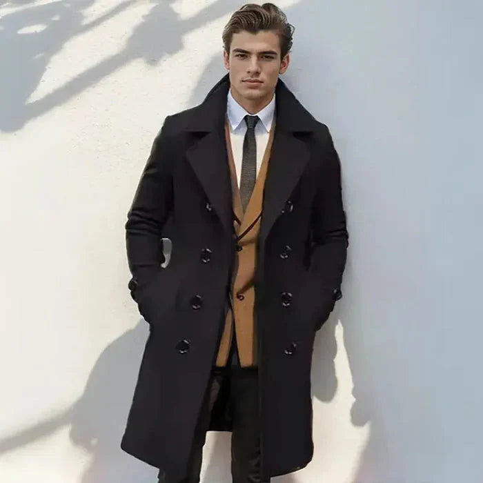 Sobretudo Masculino Longo Bonzzano BZ240 em lã e algodão com design elegante.