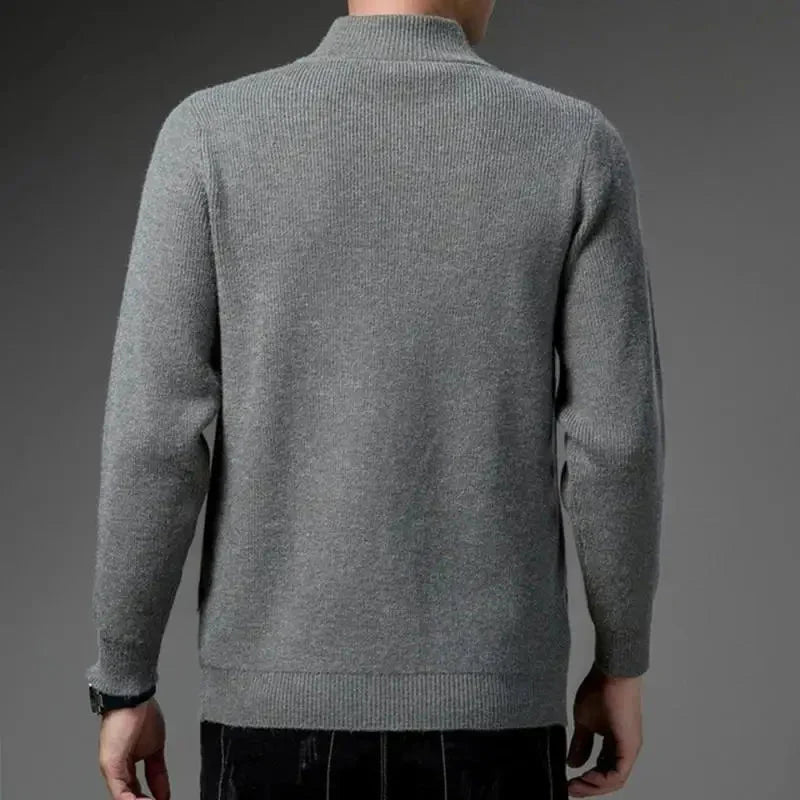 Suéter Masculino Bonzzano BZ183 com zíper, gola alta e ajuste slim fit
