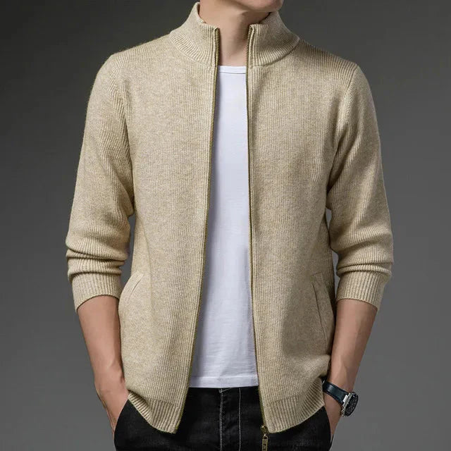Suéter Masculino Bonzzano BZ183 com zíper, gola alta e ajuste slim fit