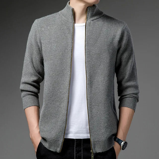 Suéter Masculino Bonzzano BZ183 com zíper, gola alta e ajuste slim fit