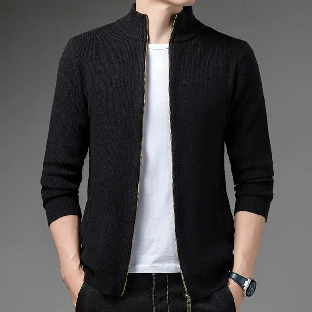 Suéter Masculino Bonzzano BZ183 com zíper, gola alta e ajuste slim fit