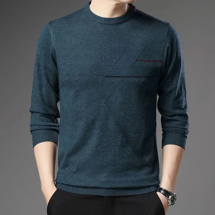 Suéter Masculino Bonzzano BZ186 em algodão, com gola redonda e mangas longas.