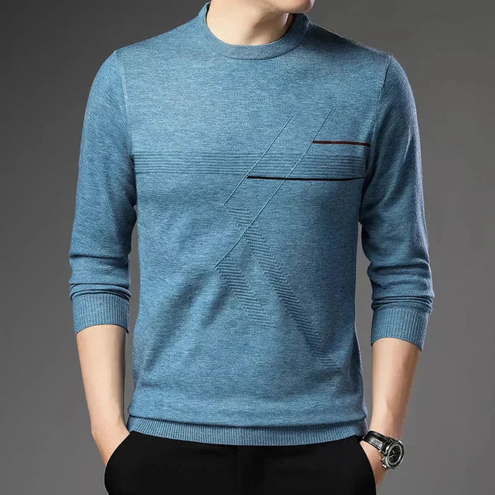 Suéter Masculino Bonzzano BZ186 em algodão, com gola redonda e mangas longas.