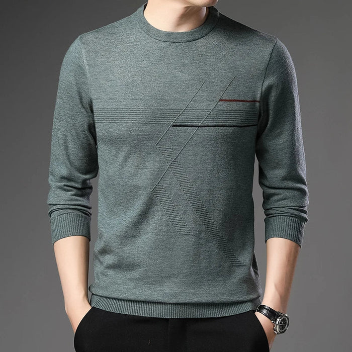 Suéter Masculino Bonzzano BZ186 em algodão, com gola redonda e mangas longas.