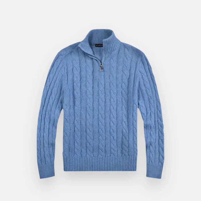 Suéter Masculino Bonzzano BZ018 em tricot premium com meio zíper