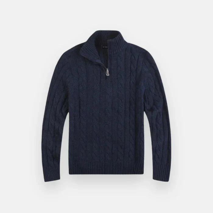 Suéter Masculino Bonzzano BZ018 em tricot premium com meio zíper