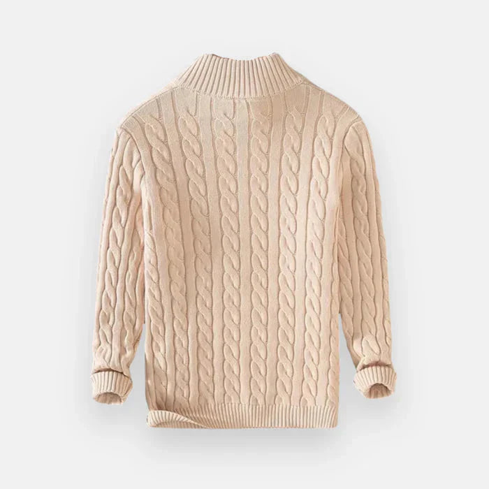 Suéter Masculino Bonzzano BZ018 em tricot premium com meio zíper