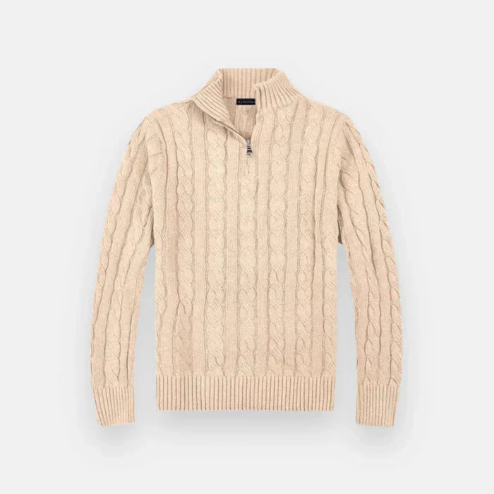 Suéter Masculino Bonzzano BZ018 em tricot premium com meio zíper