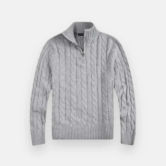 Suéter Masculino Bonzzano BZ018 em tricot premium com meio zíper
