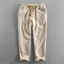 Calça de Linho Masculina Bonzzano BZ007 em linho premium, elegante e confortável.