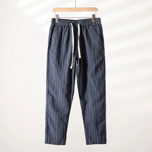 Calça de Linho Listrada Masculina Bonzzano BZ008 em fundo branco
