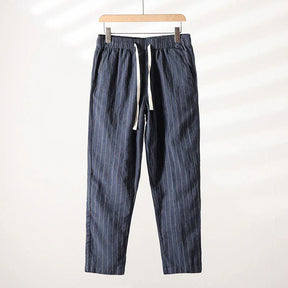 Calça de Linho Listrada Masculina Bonzzano BZ008 em fundo branco