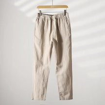 Calça de Linho Listrada Masculina Bonzzano BZ008 em fundo branco