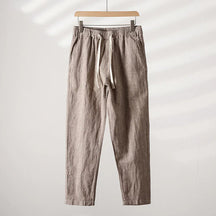 Calça de Linho Listrada Masculina Bonzzano BZ008 em fundo branco