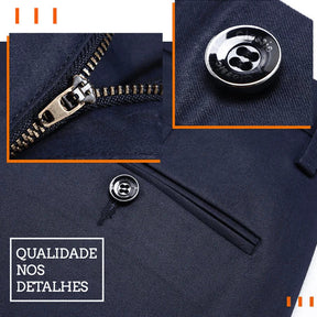 Calça Social Masculina Bonzzano BZ223 em tecido premium com corte slim fit